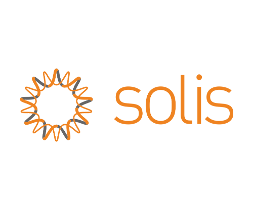 A logo for solis with a sun in the middle