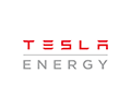 The tesla energy logo is red and white on a white background.