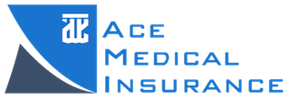 Logo for ACE Medical Insurance, featuring a blue and gray geometric shape and text.