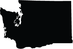 Silhouette of Washington State, showing its coastline and borders.