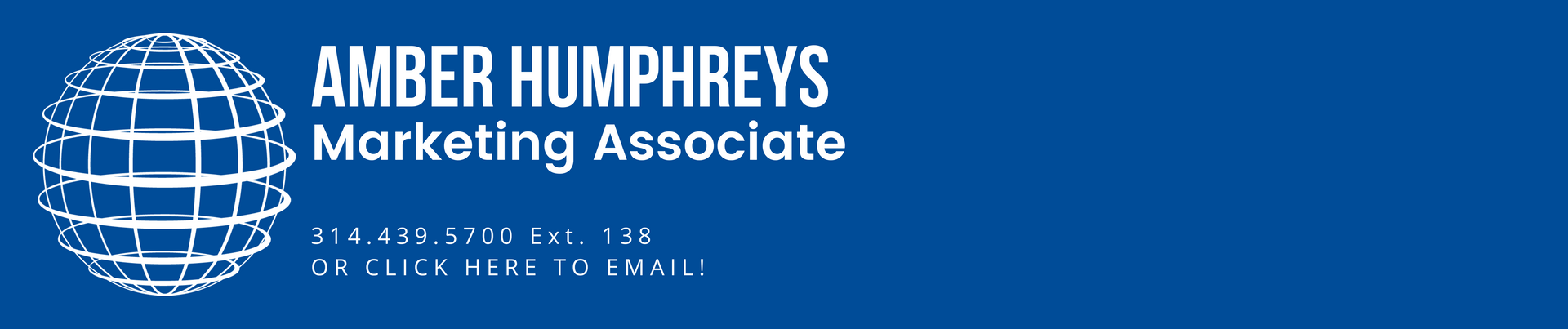 A blue logo for amber humphreys marketing associate