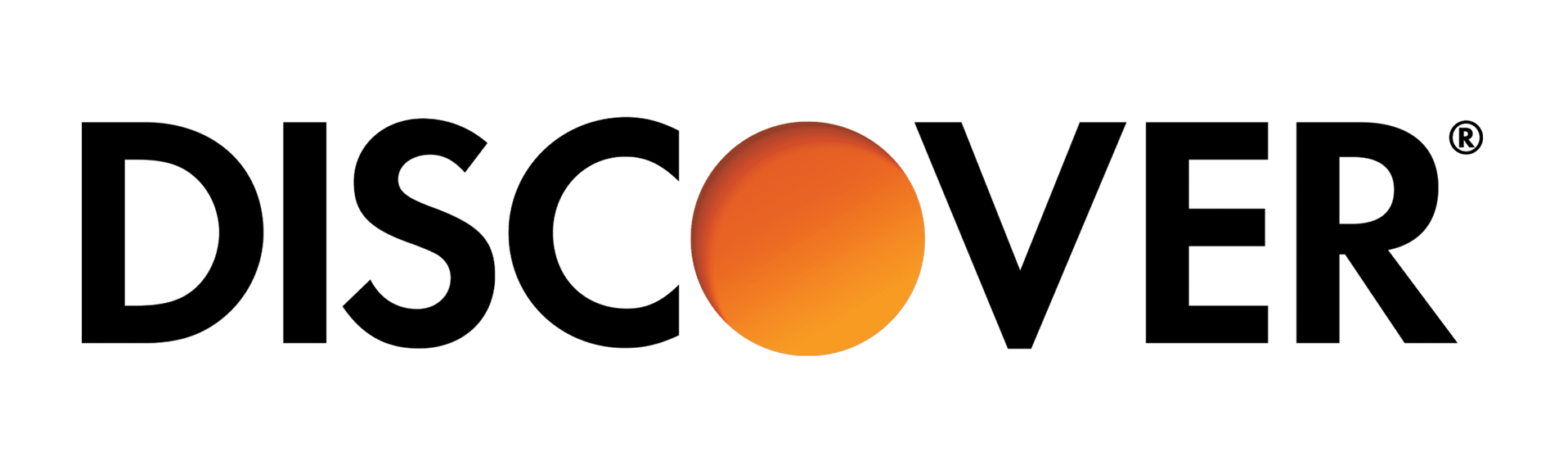 A black and orange logo for discover on a white background