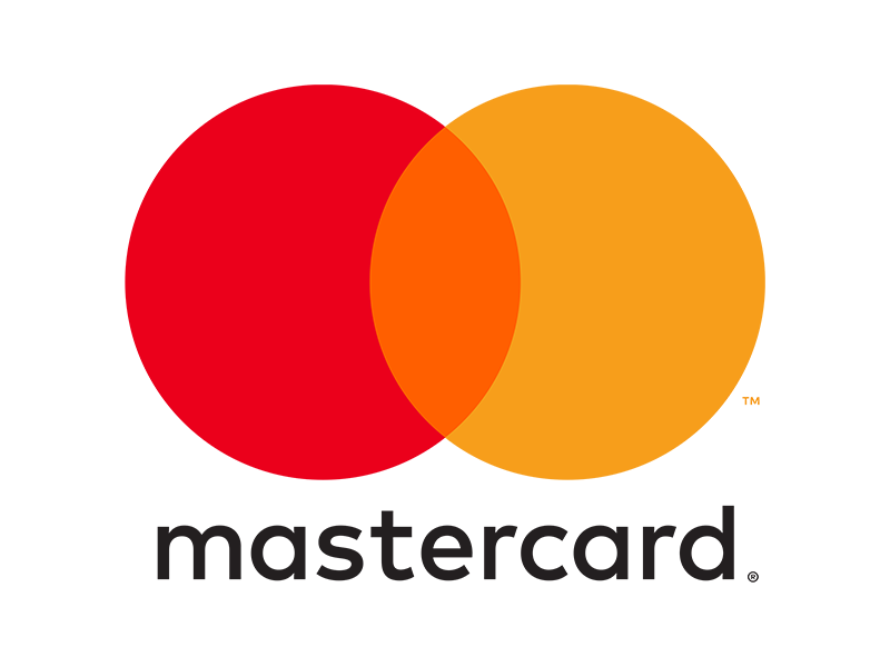 The mastercard logo is a red and orange circle.