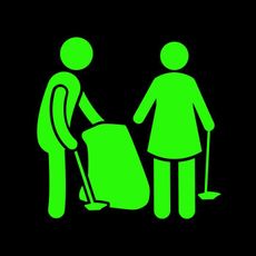 A man and a woman are standing next to each other on a black background.