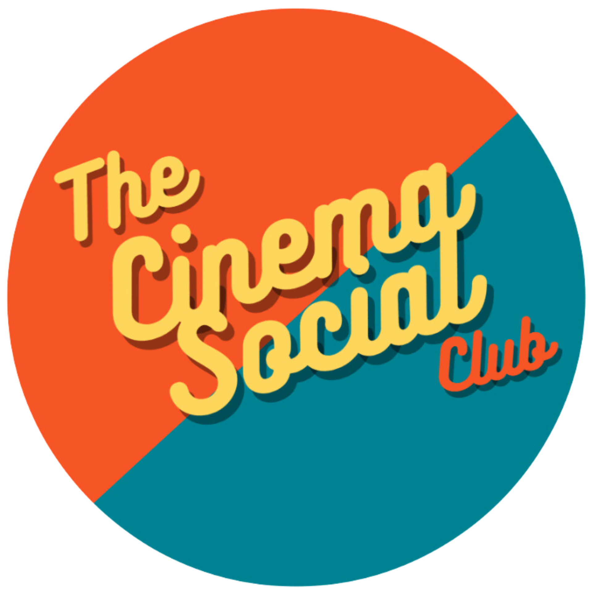 an orange and blue logo for the cinema social club