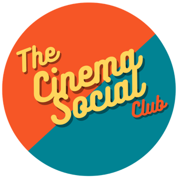 an orange and blue logo for the cinema social club