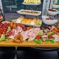 table full of non-vegetarian dishes