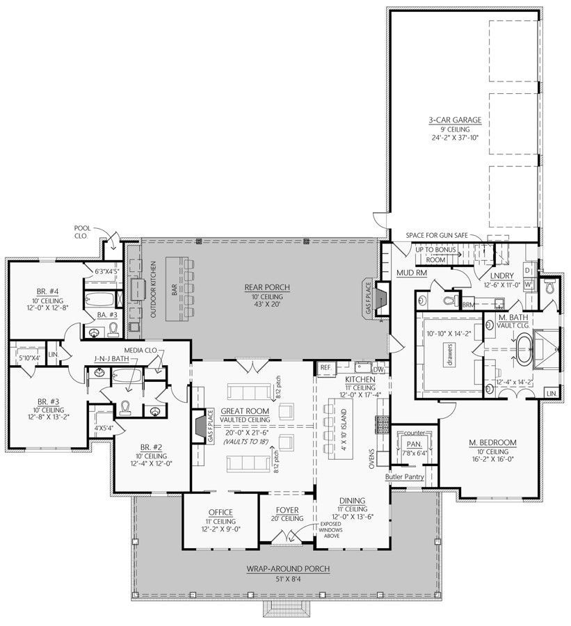 A black and white floor plan of a house