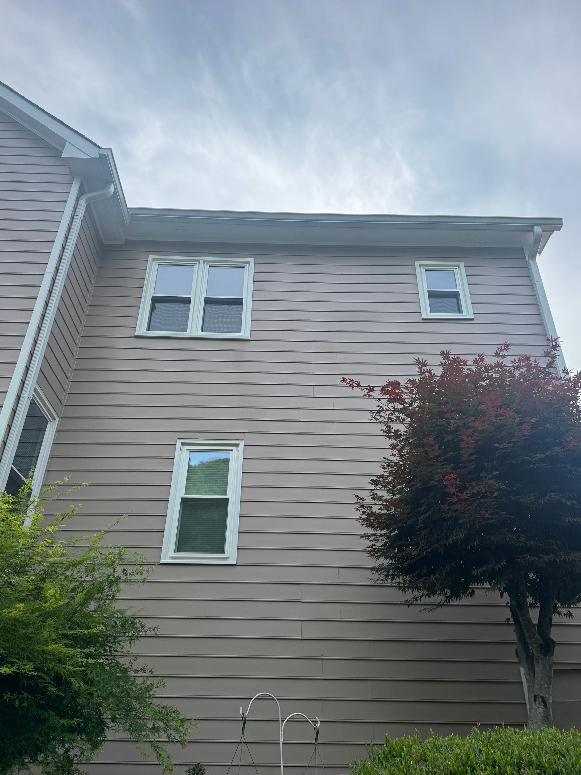 A large house with a lot of windows and a tree in front of it.