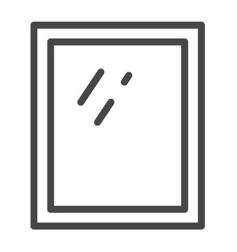 A picture of a mirror in a frame on a white background.