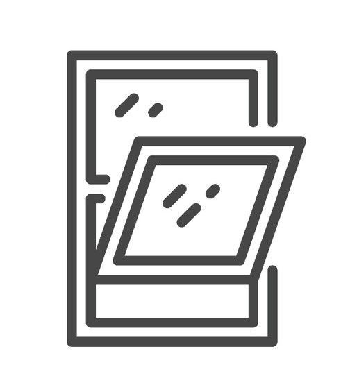 A line drawing of a window with the glass open.