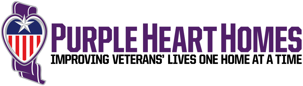 The logo for purple heart homes improving veterans ' lives one home at a time.