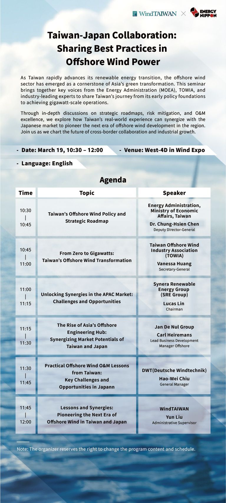 Taiwan-Japan Collaboration: 
Sharing Best Practices in Offshore Wind Power