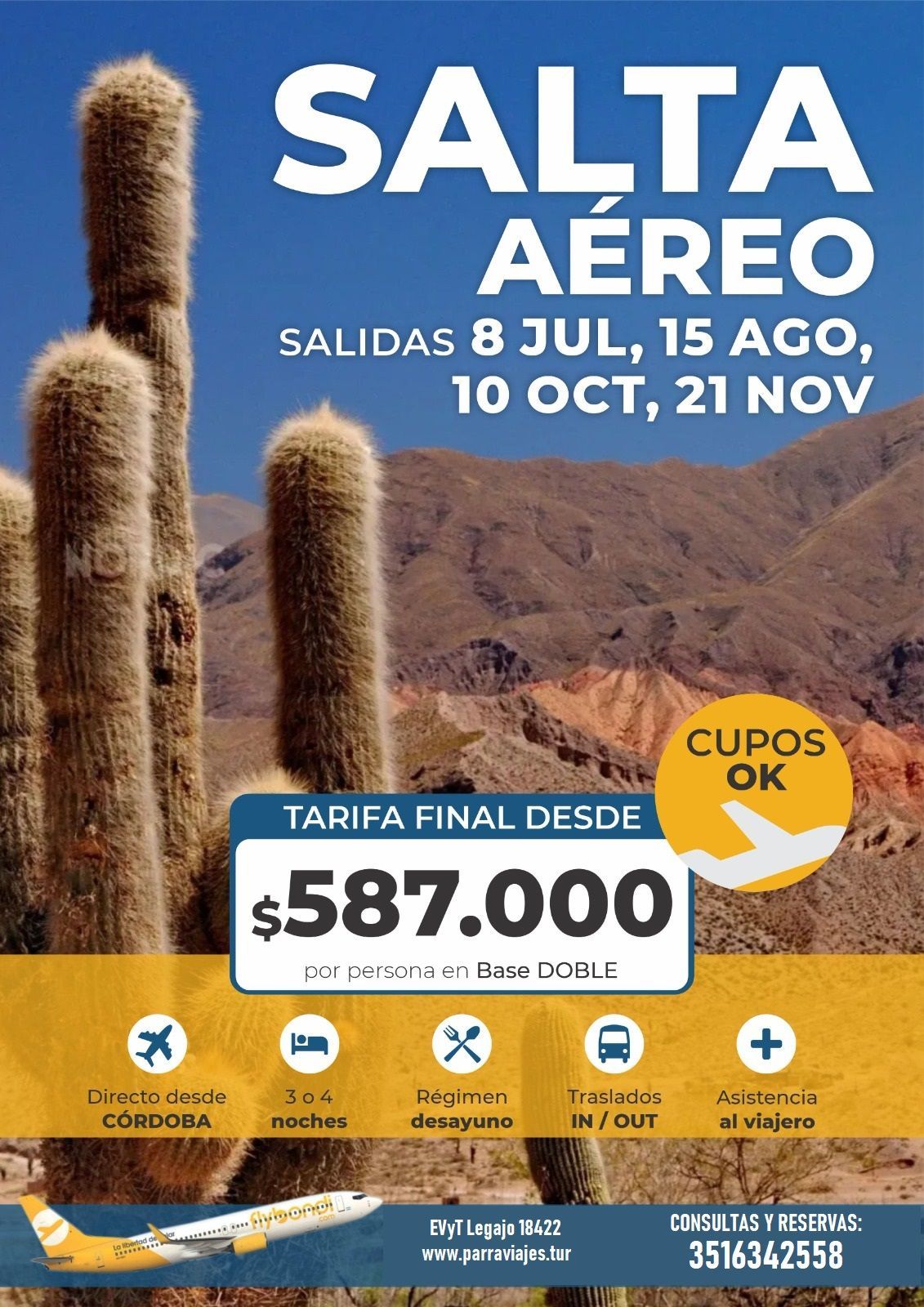 SALTA DESDE CORDOBA EN AVION