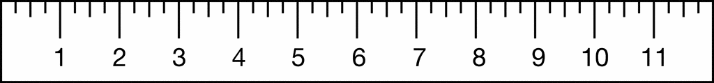 A ruler with numbers from 1 to 12 on a white background.