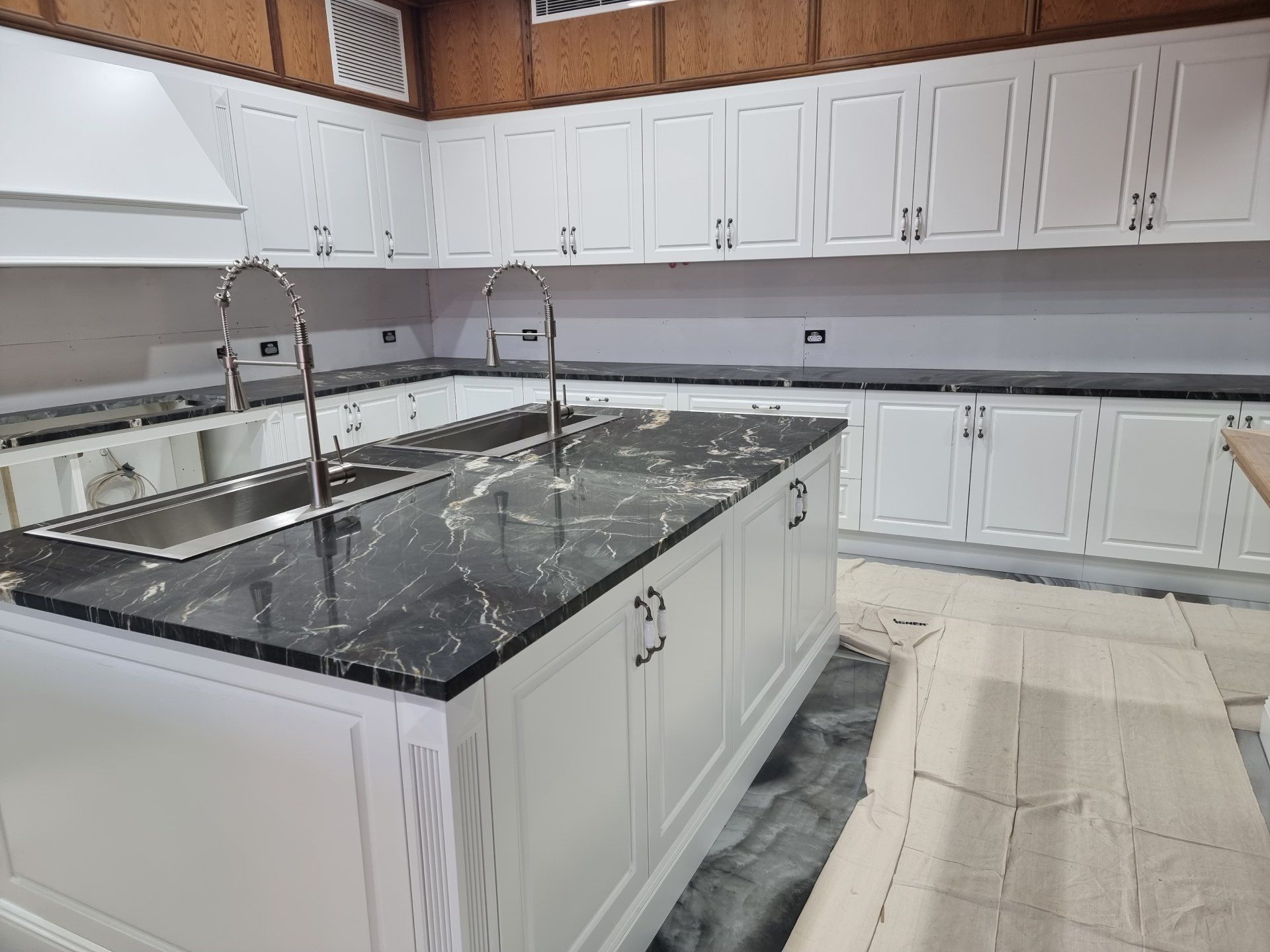 stone benchtop in kitchen