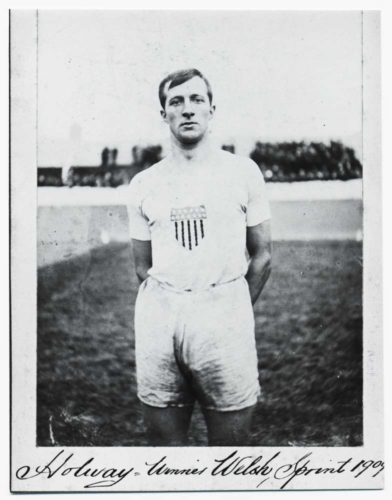 Charles Holway, American winner of the Welsh Powderhall sprint, Taff Vale Park, Treforest, 1909