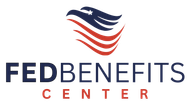 The fed benefits center logo has an american flag on it.