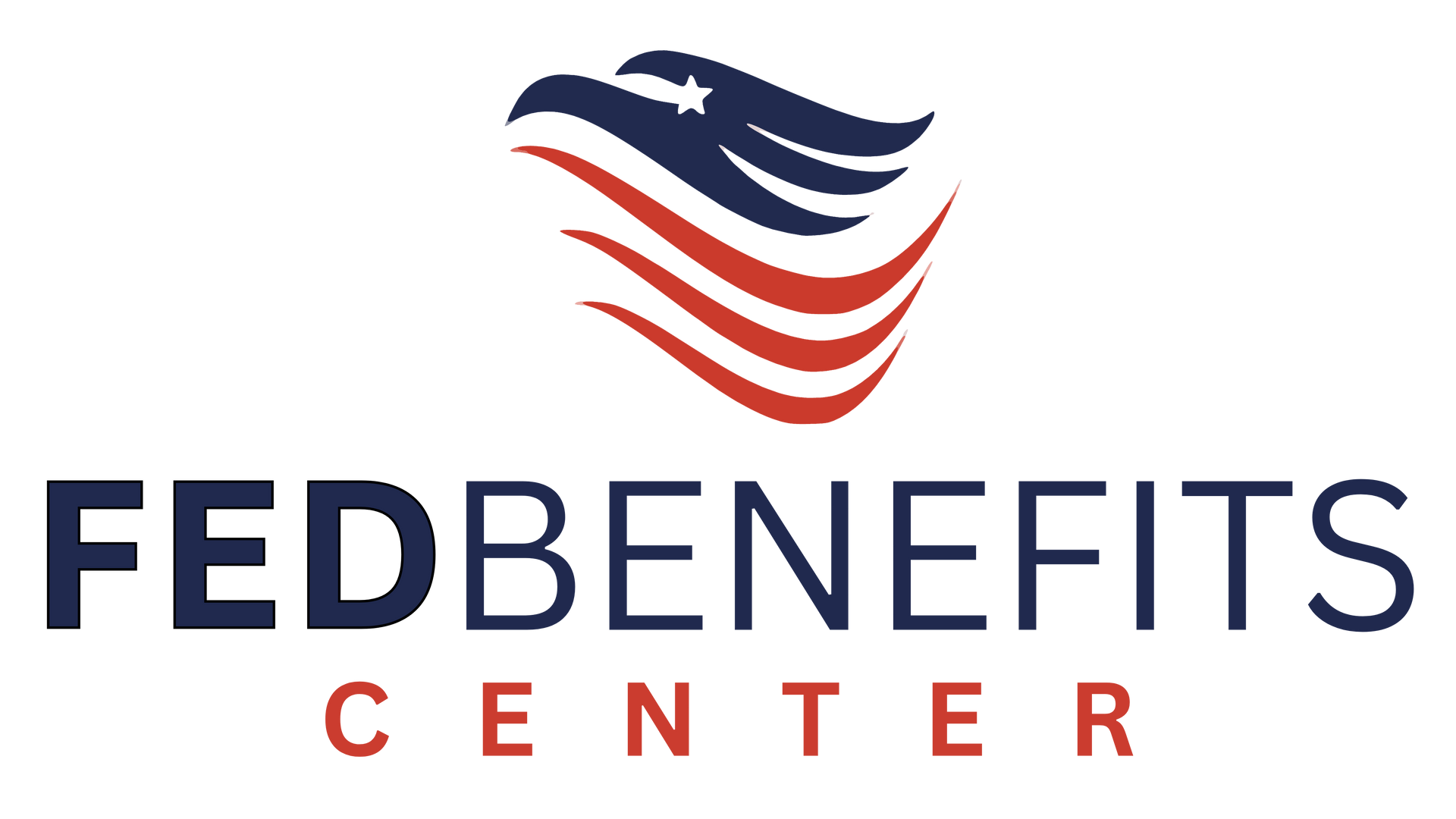 The fed benefits center logo has an american flag on it.