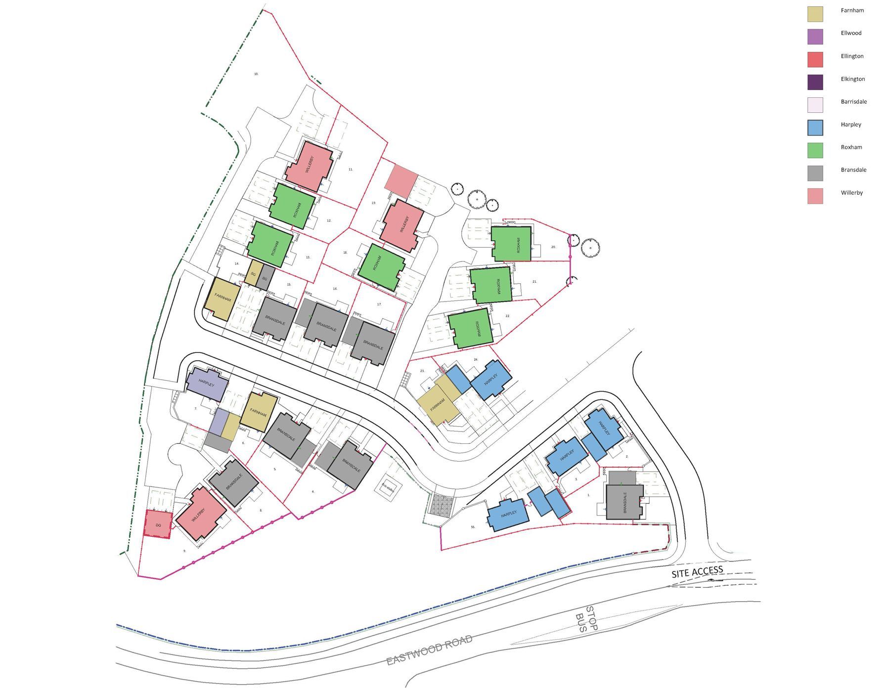 A black and white map of a residential area with lots of houses.