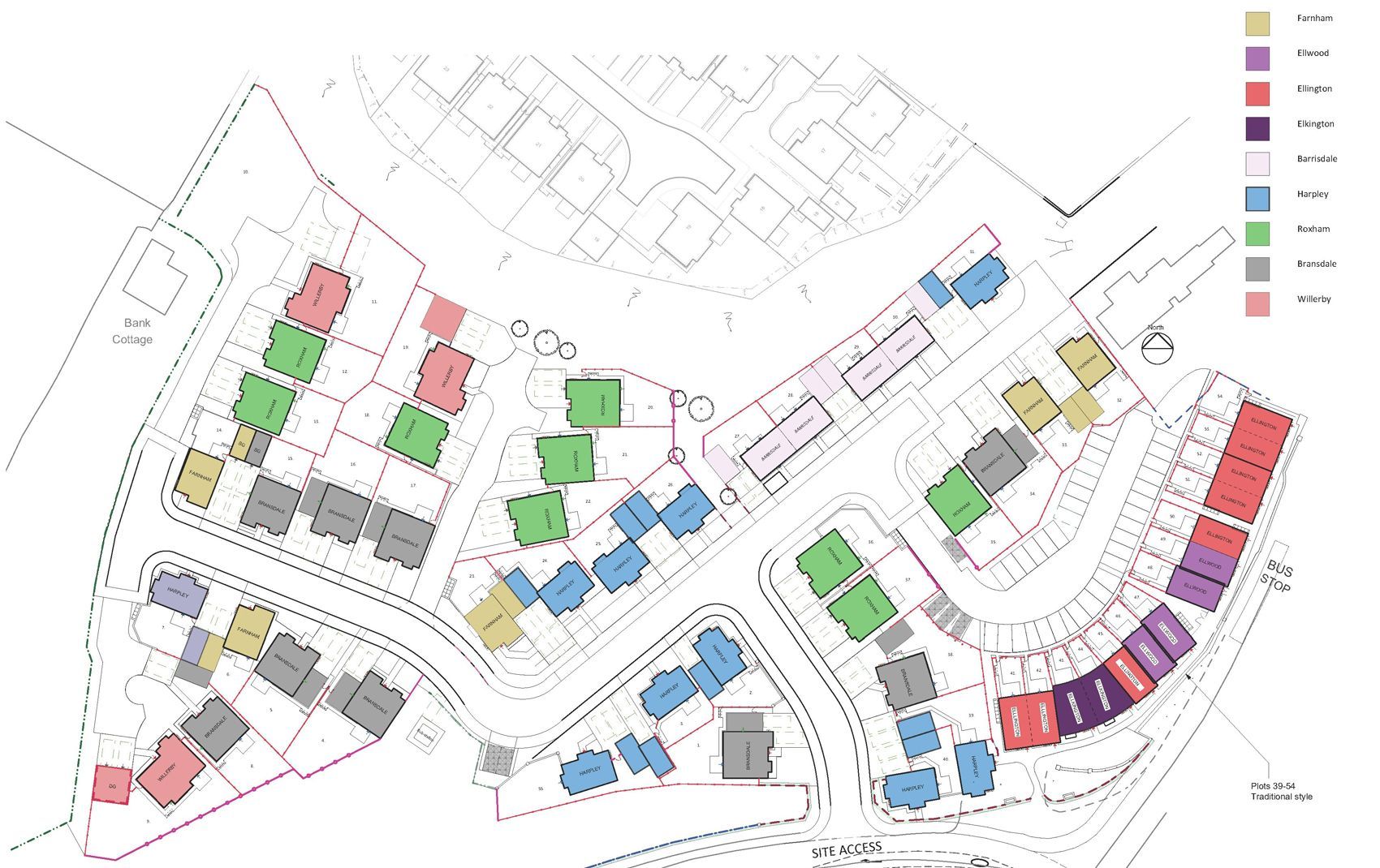 A black and white map of a residential area with lots of houses.