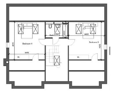 A black and white floor plan of a house.