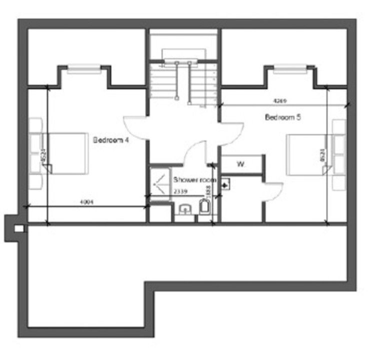 A black and white floor plan of a house.
