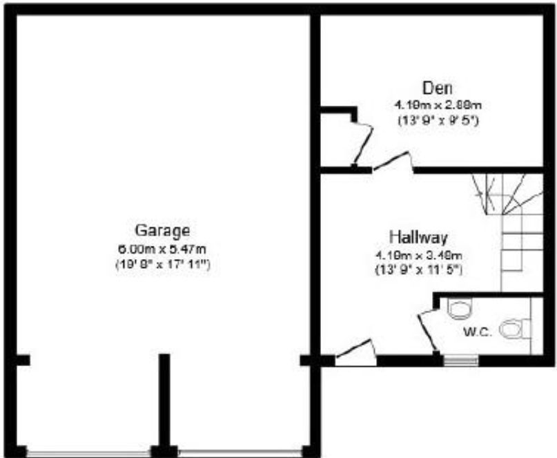 A black and white floor plan of a garage and hallway.