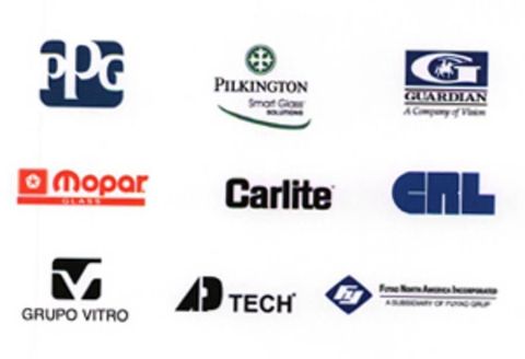 A collection of logos including pilkington carlite and grupo vitro