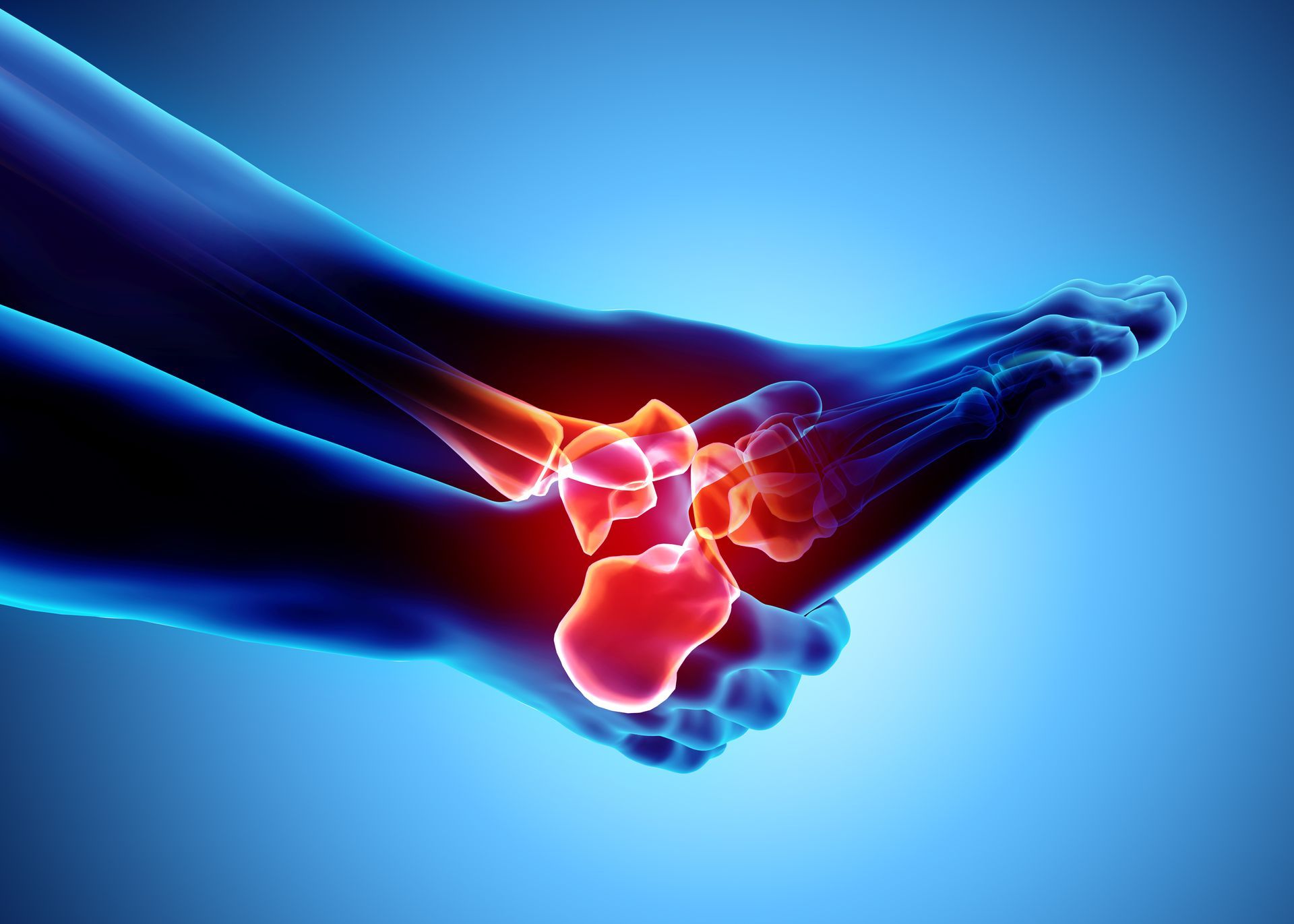 Eine Nahaufnahme des Fußes einer Person mit einem roten Fleck darauf.