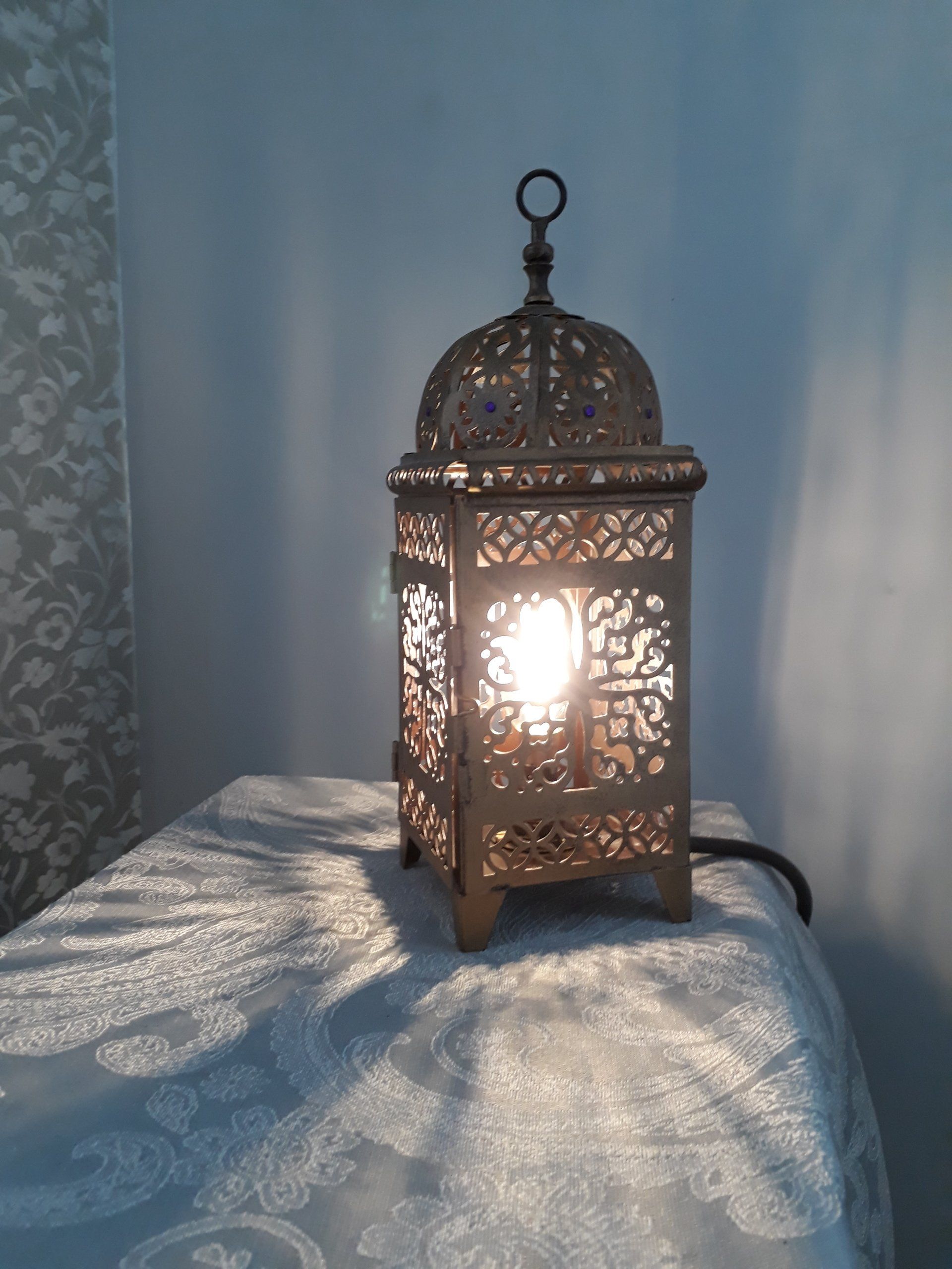 moroccan bedside table lamp aged brass