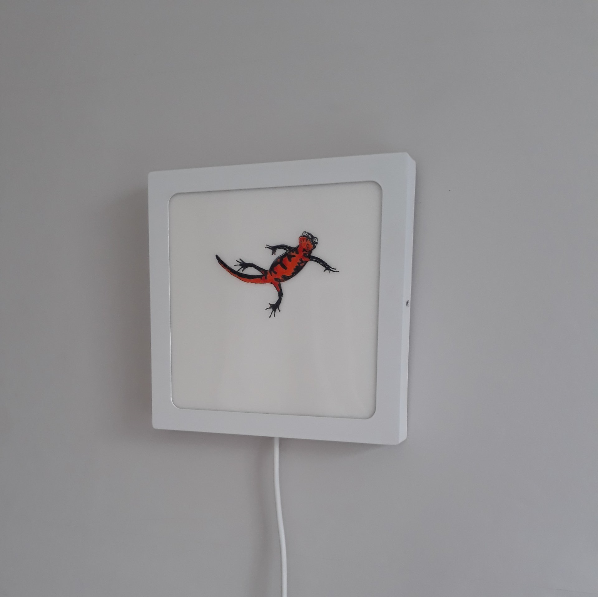 Newt hand drawn original one off wall light illuminated white metal frame minimalist
