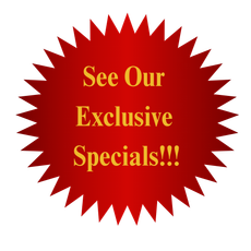 Red starburst button with text