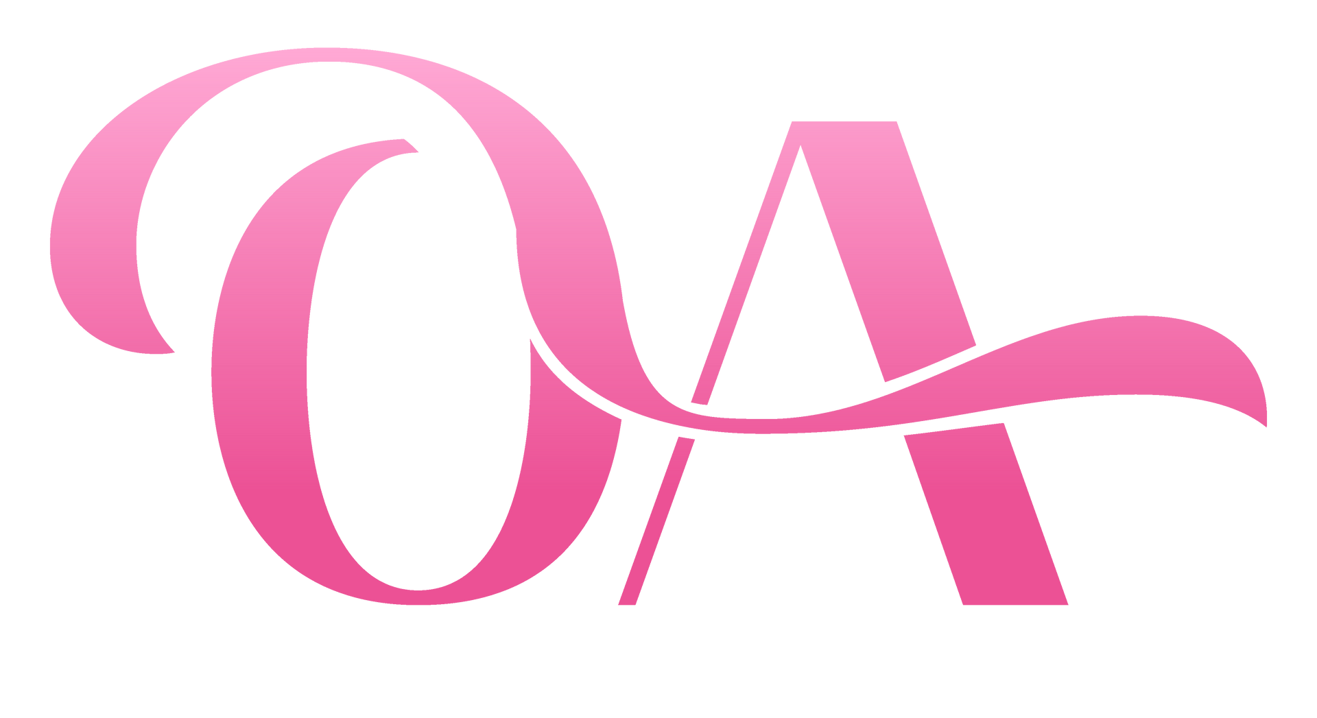 A pink letter oa with a pink ribbon around it on a white background.