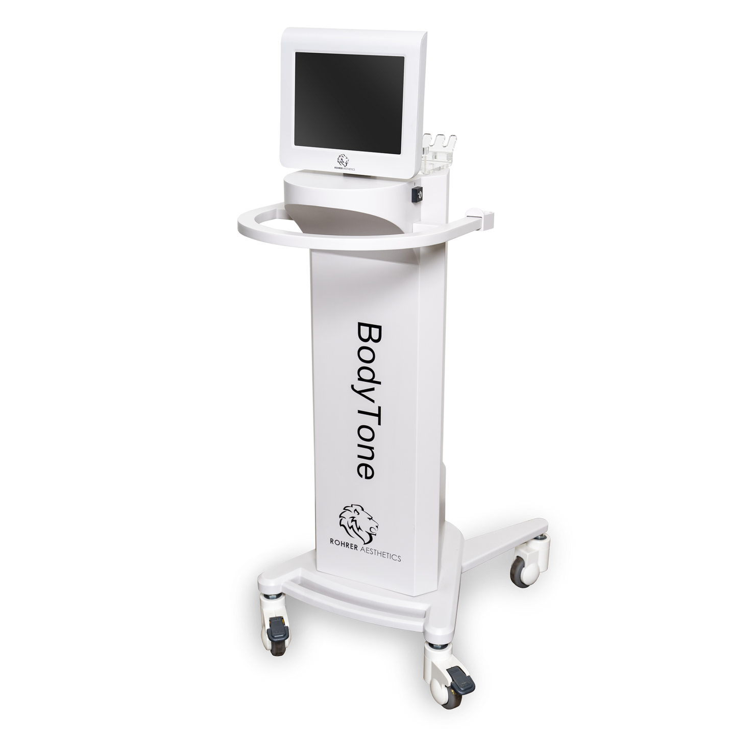 A white body tone machine with a monitor on top of it.