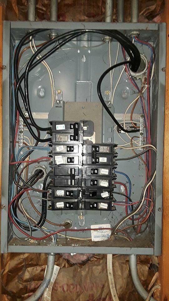A very messy electrical box with a lot of wires coming out of it.