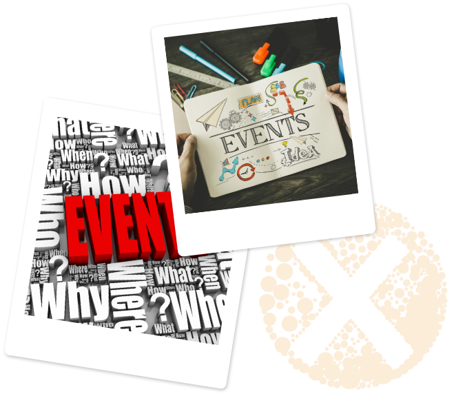 Twee polaroidfoto's met het woord 