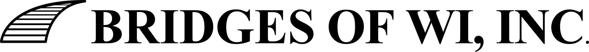 A black and white logo for bridges of wl inc.