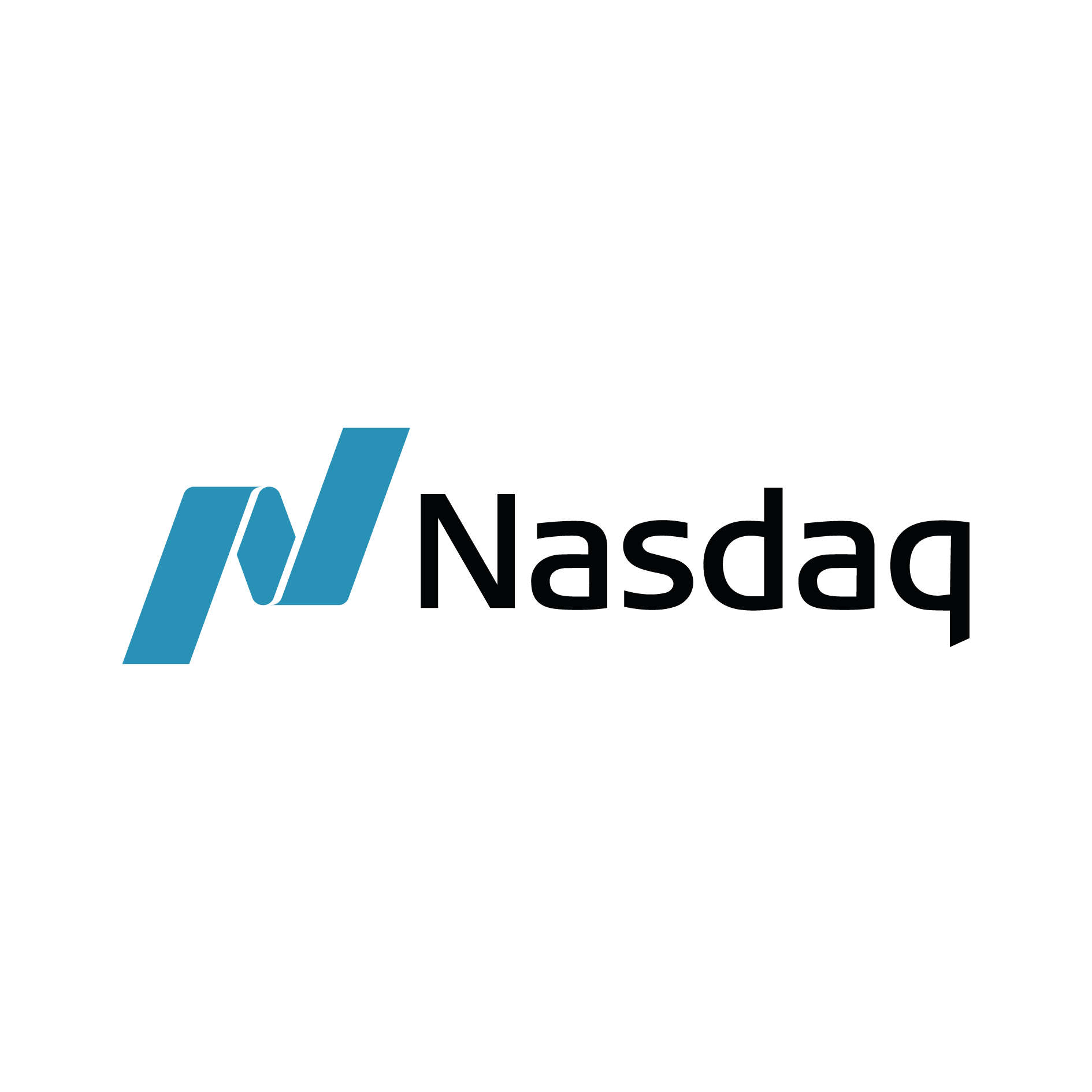 The nasdaq logo is blue and black on a white background.