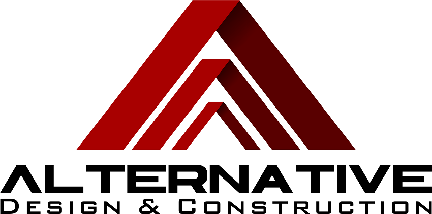 The logo for alternative design and construction is red and black.