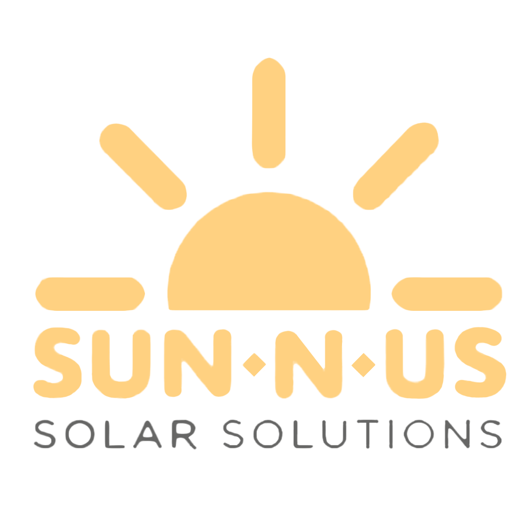 A logo for sun n us solar solutions