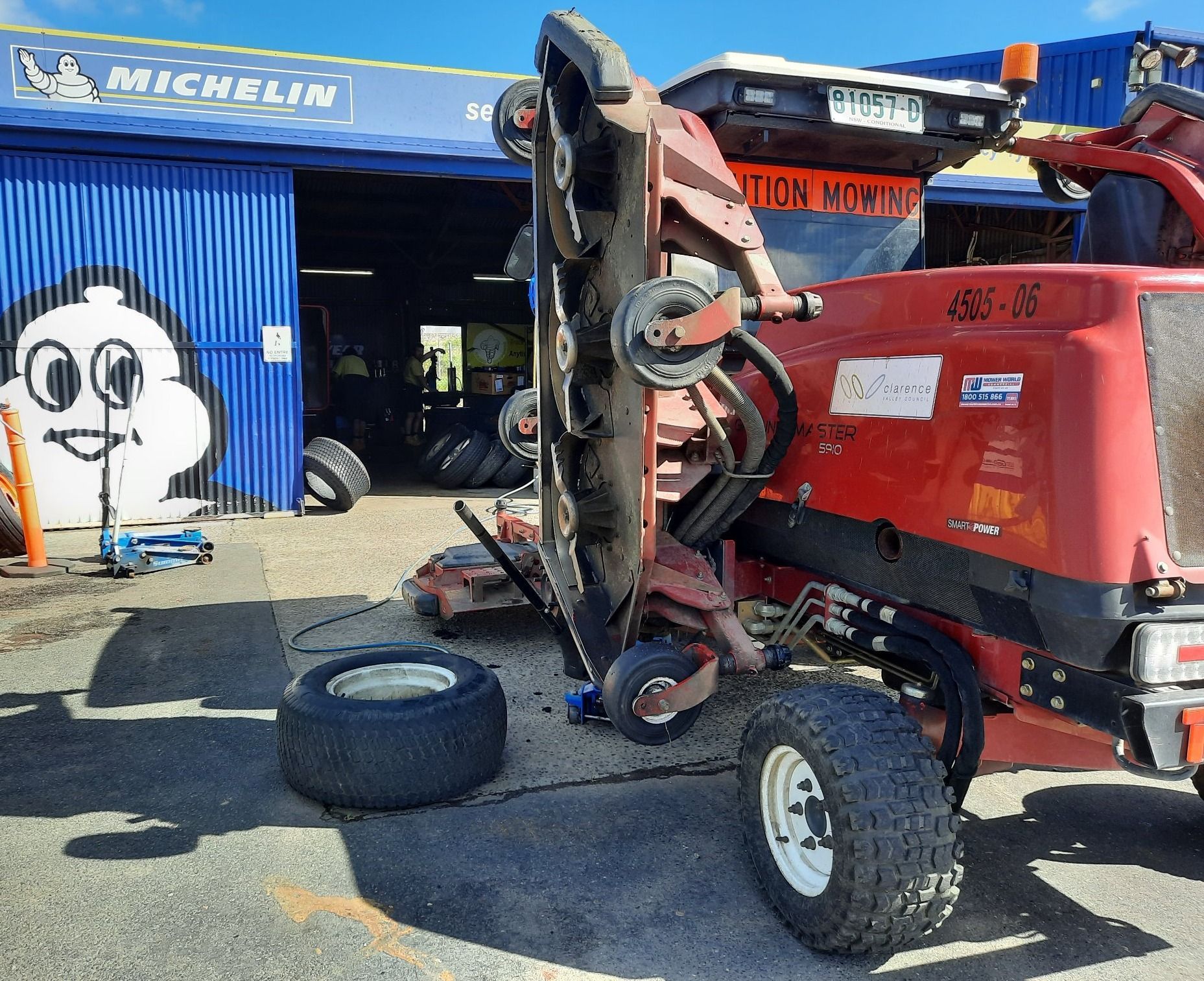 A Tractor Getting Its Tyres Replaced — Clarence Valley Tyre Centre in South Grafton, NSW