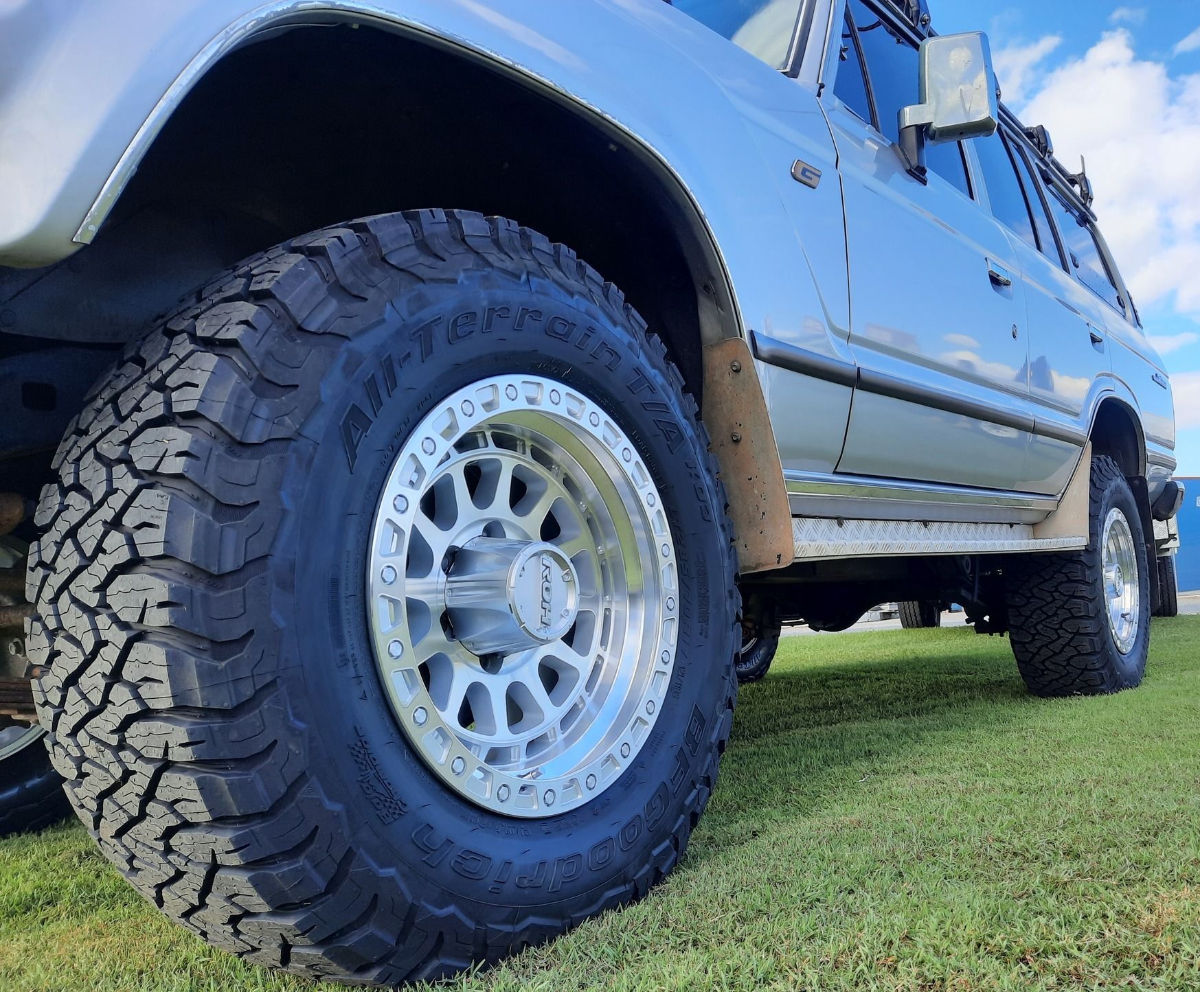 Grey Truck Parked Outside A Shop Close Up Of A Tyre — Clarence Valley Tyre Centre in South Grafton, NSW