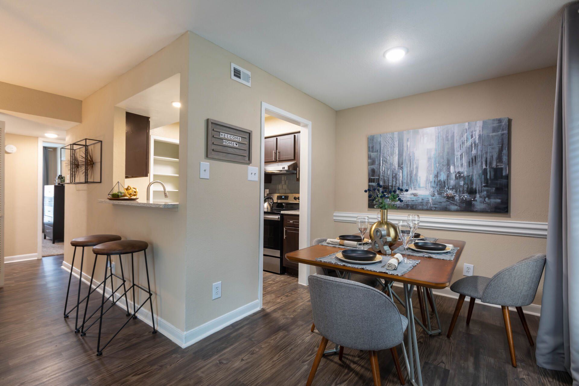 Dining room view with kitchen| Finley West