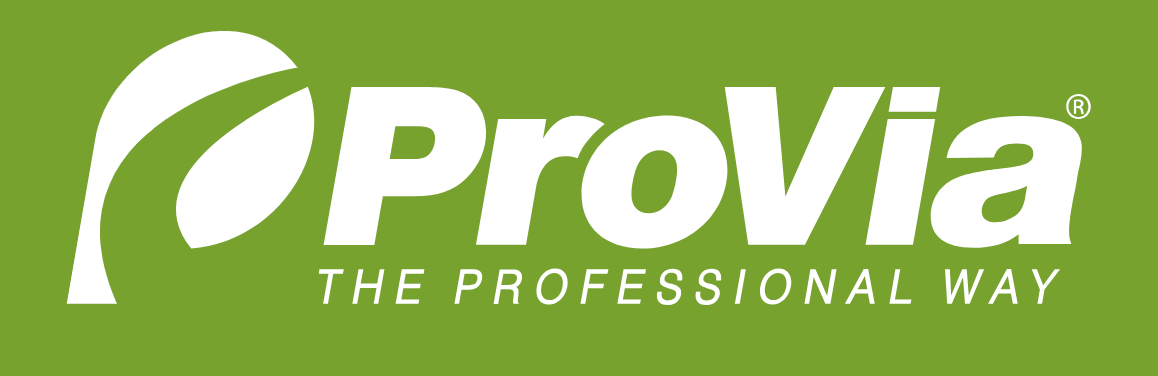 A green and white logo for provia the professional way