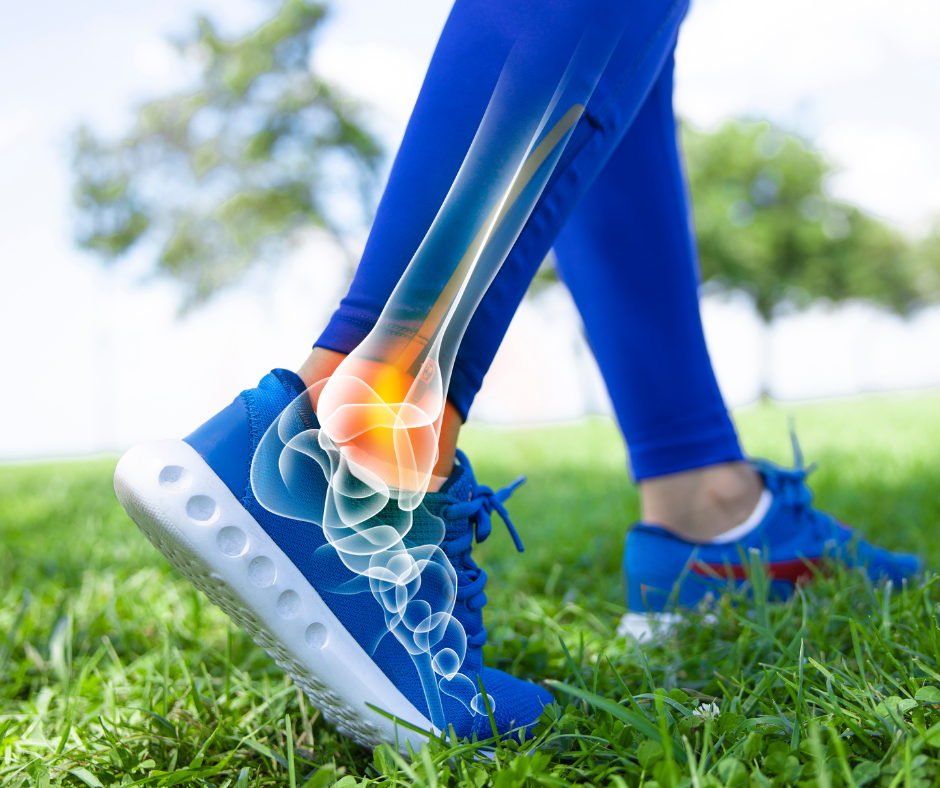 picture of foot with digital overlay highlighting ankle joint pain