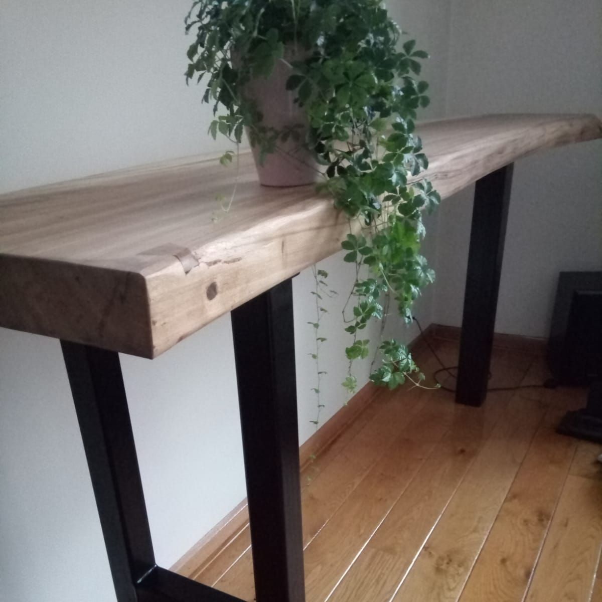 houten tafelblad op staal frame