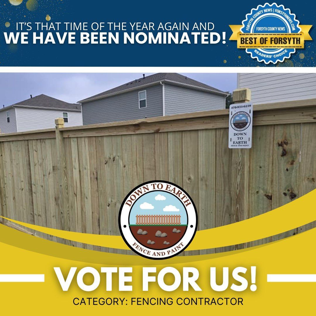 A sign that says vote for us category fencing contractor