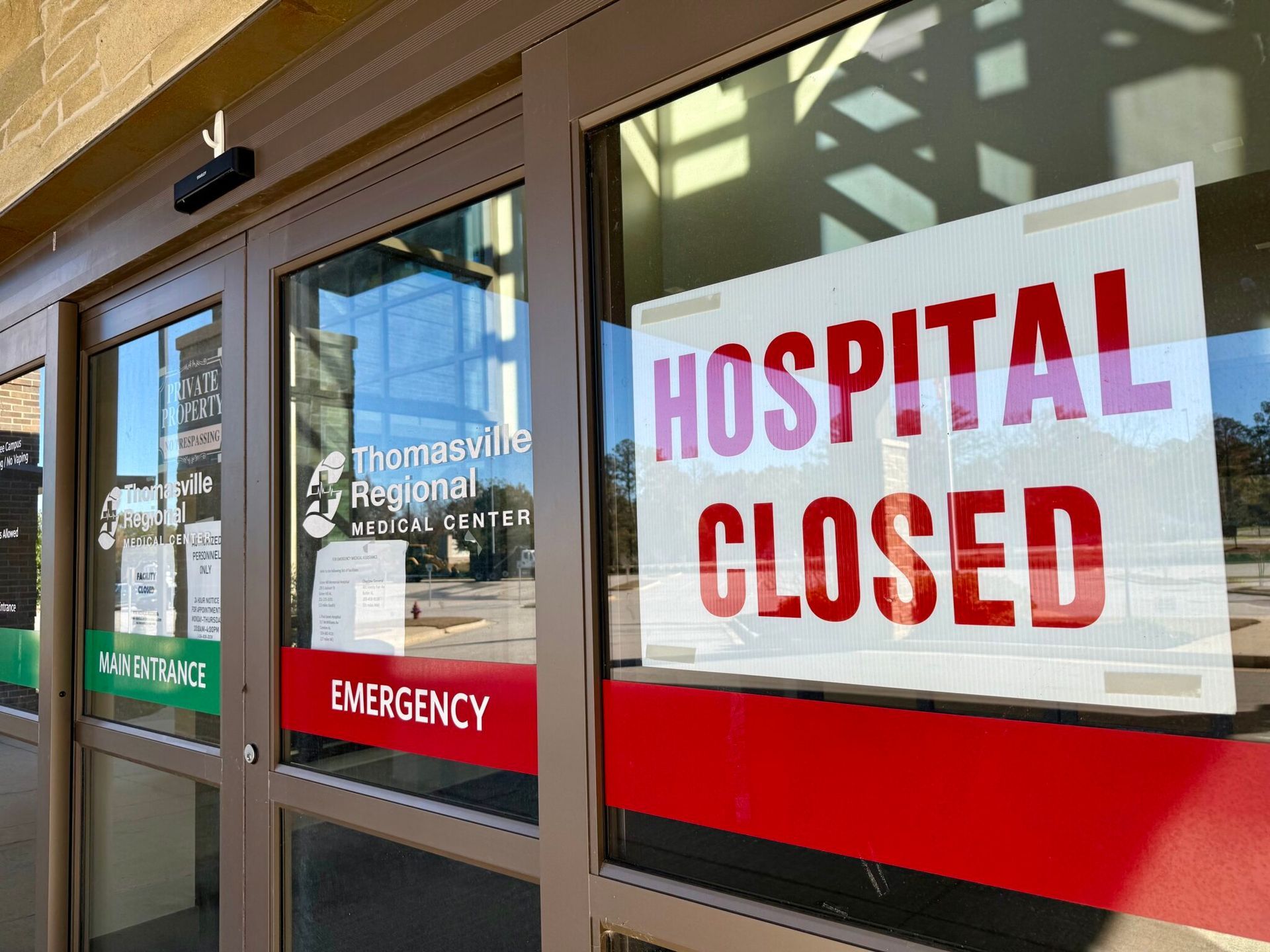 Sunrise Hospital, Patient-156, stock photo of a sign showing a hospital that closed