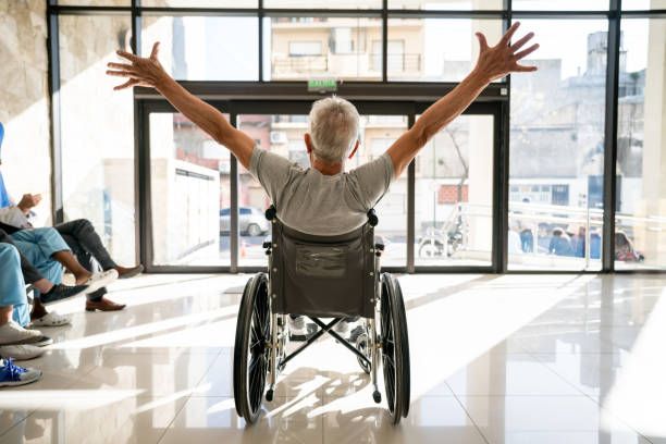 Sunrise Hospital, Patient-60, stock photo of a man leaving the hospital
